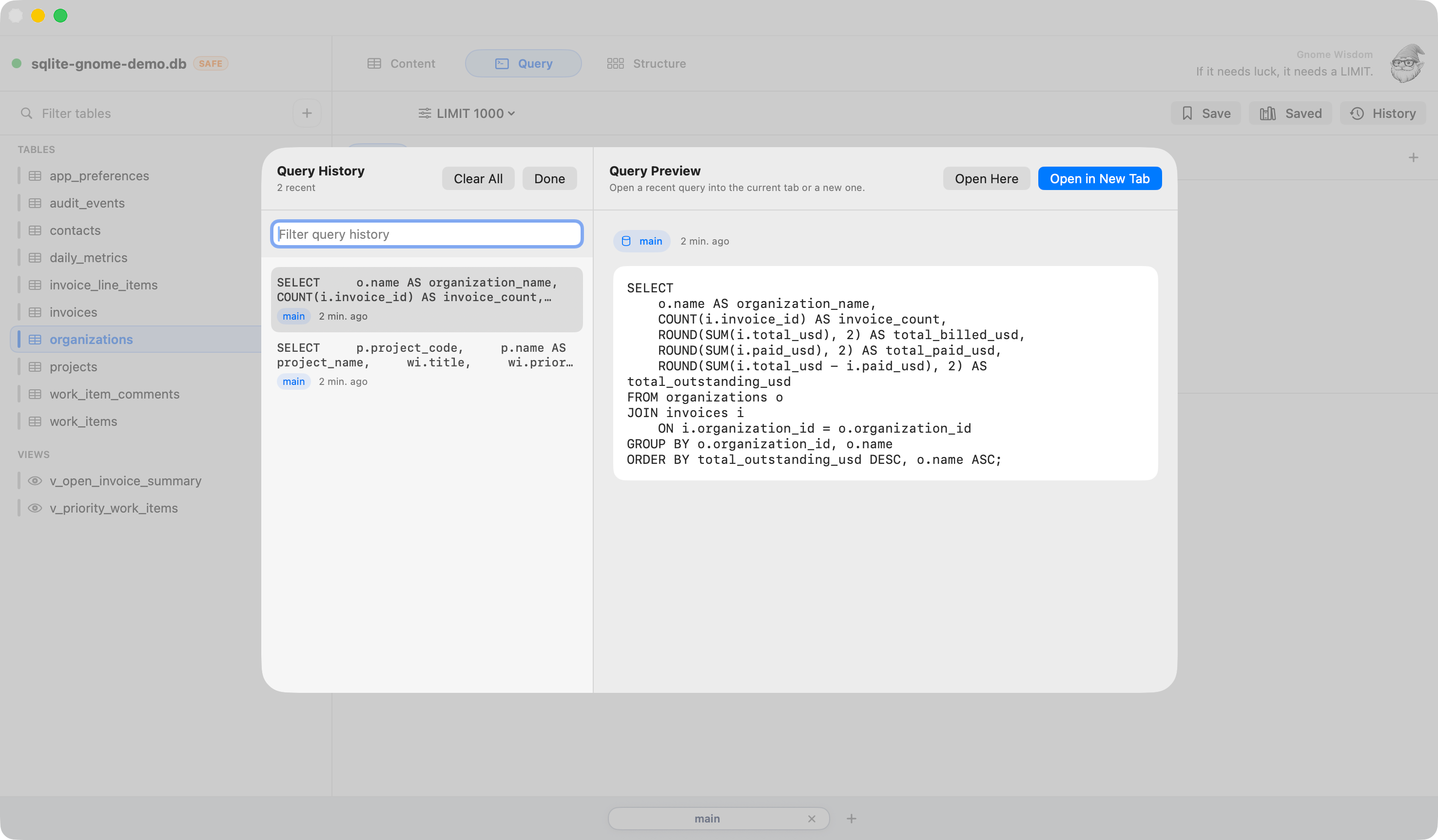 Query History